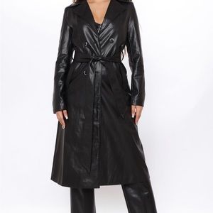 Longline Leather Trench Coat